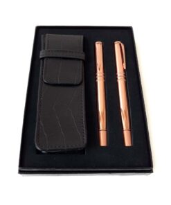 SET BOLÍGRAFO Y LAPICERA COBRIZADA ESTUCHE SIMIL CUERO