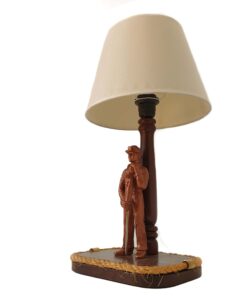 LAMPARA DE MESA MINERO DE RESINA, BASE MADERA