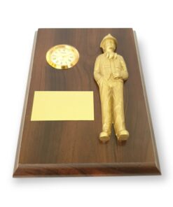 Alternative view of GALVANO, RELOJ, FIGURA MINERO, DORADO O COBRE, PLACA GRABADA