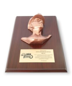 Alternative view of GALVANO BUSTO MINERO DE RESINA COLOR COBRE, CON PLACA GRABADA