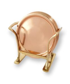 POSAVASOS DE COBRE CON SOPORTE DE BRONCE SET 6 UNID. PLATO DE 11 CM