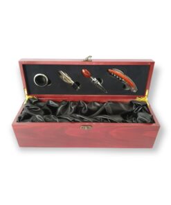 CAJA DE MADERA PARA BOTELLA DE VINO SET 4 PIEZAS