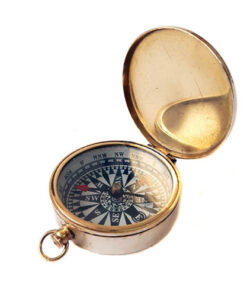 BRÚJULA DE BRONCE, CON TAPA GRABADA LÁSER