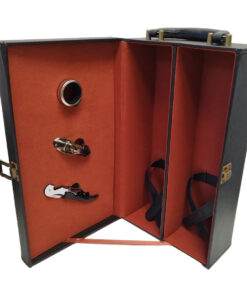 Alternative view of CAJA DE VINO SIMIL CUERO, PARA DOS BOTELLAS CON TRES HERRAMIENTAS