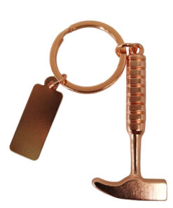 LLAVERO MARTILLO GEOLOGO COBRIZADO, CON MINI PLACA GRABADA