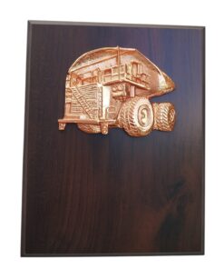 GALVANO CAMIÓN MINERO METÁLICO COBRIZADO CON PLACA GRABADA