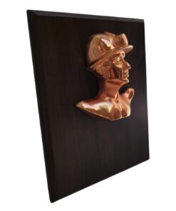 Alternative view of GALVANO BUSTO MINERO METÁLICO  COBRIZADO, CON PLACA GRABADA