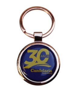LLAVERO METAL COBRIZADO, CON LOGO EN COLOR DOME DE RESINA