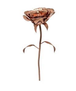 Tallo y hojas de rosa de cobre 100% artesanal