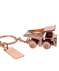llavero camion minero 3d cobrizado con placa para grabar