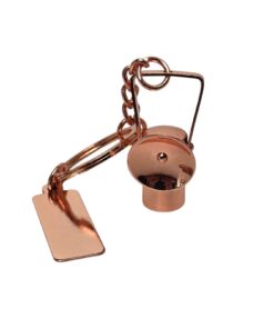 llavero lampara de carburo cobrizada con placa para grabar en angulo visual superior